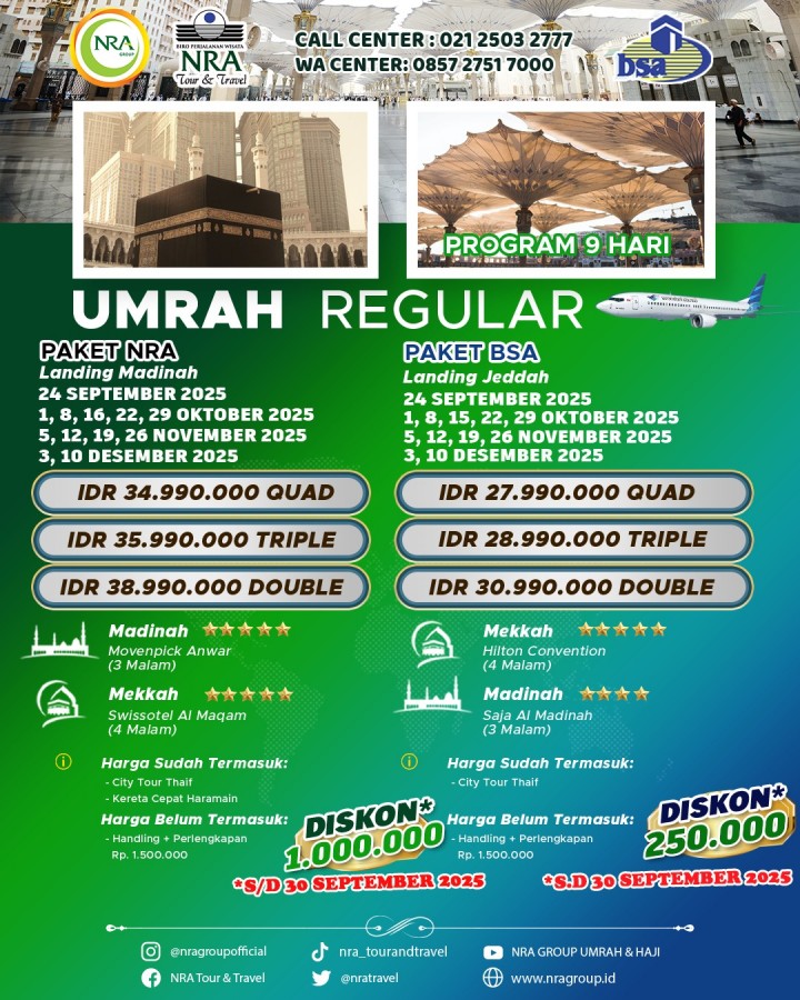 Umroh Reguler 9 Hari