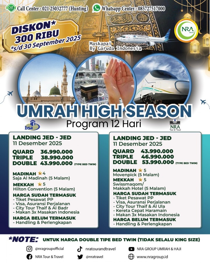 Umroh High Season 12 Hari